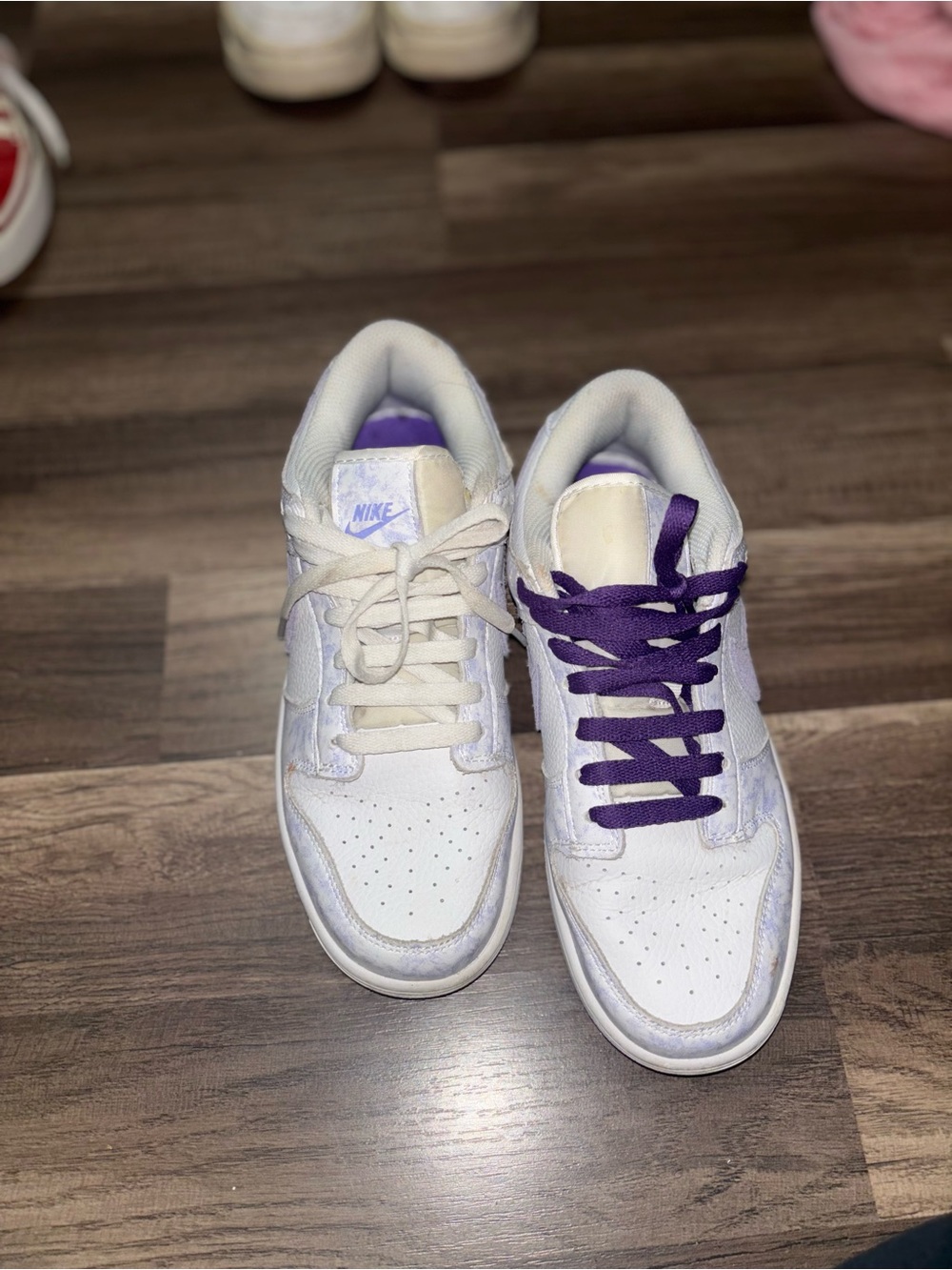 Nike White Sneakers with Purple Details